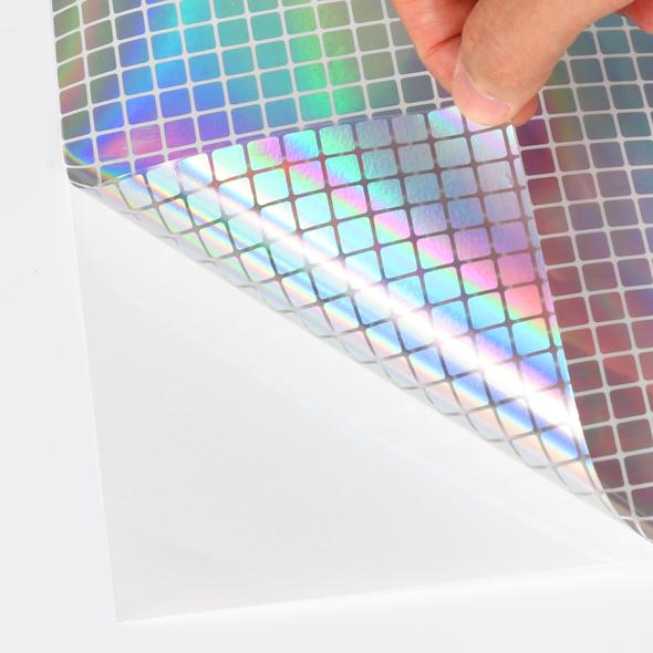 Autocolant transparent cu model de patratele holografice