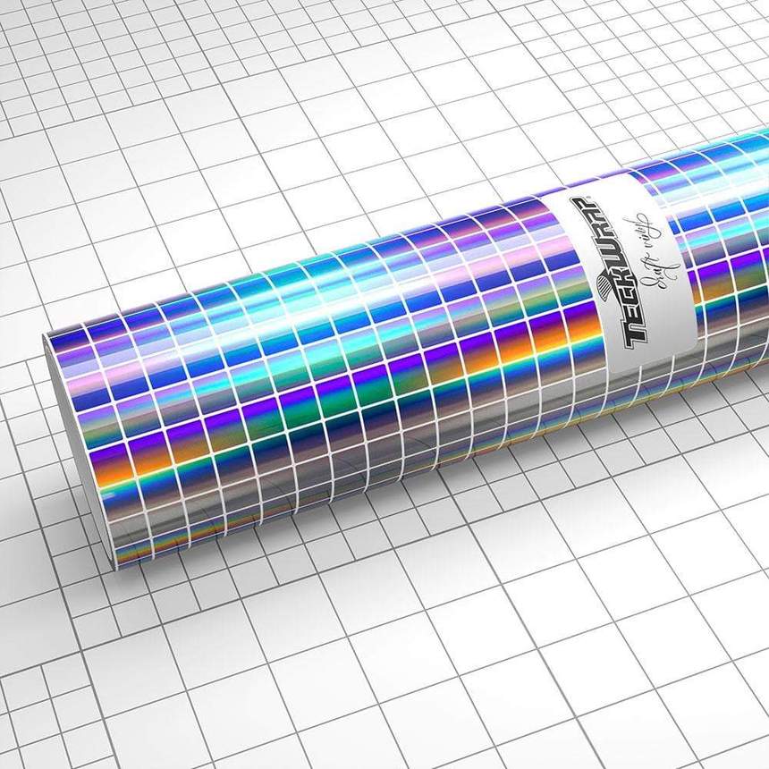 Autocolant transparent cu model de patratele holografice