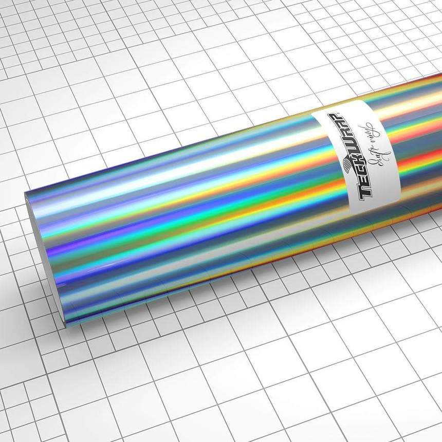 Autocolant termic holografic curcubeu argintiu